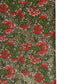 A close-up of a sheet of Japanese chiyogami paper with a repeating mosaic floral print. The design features red and flowers, green leaves on a black and gold mosaic background.