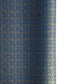 A sheet of Japanese chiyogami paper with a small repeat pattern of gold circular crests on a dark blue background.
