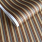 Japanese silkscreen chiyogami paper with a classic narrow stripe pattern in earthy tones of brown, grey, cream, black and gold.