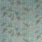 japanese silk-screen handmade paper showing pattern of bamboo, flowers and foliage on light teal backdrop