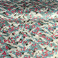Japanese chiyogami paper with a pattern of white cranes, pink cherry blossom on a blue background. 