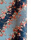 Diagonal branches of rich pink plum (ume) blossom on a midnight blue background with gold accents. Japanese chiyogami paper