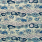 A colourful traditional pattern depicting stylised waves (seigaiha), flowers and foliage in a soft aqua and blue palette. A sheet of katazome paper
