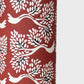 Large bonsai tree repeat motifs on brown. A sheet of Japanese katazome shi paper. Close up