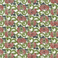a sheet of katazome paper with a pattern of peonies (botan) in a rich red amongst green foliage