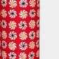 a sheet of Japanese katazome-shi paper with a repeat pattern of circular abstract flowers in white. Close up