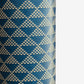 A sheet of Japanese lacquered yuzen paper in deep teal with a repeat small triangle geometric pattern in cream