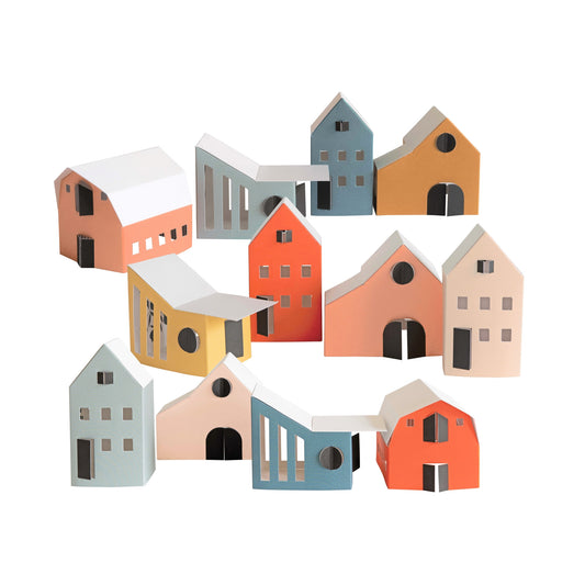 set of 12 colourful paper houses by Jurianne Matter