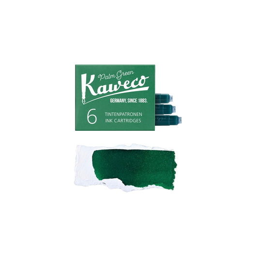 Box of 6 ink cartridges by Kaweco in palm green colour