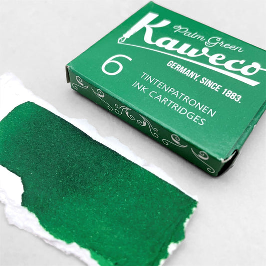 Box of 6 ink cartridges by Kaweco in palm green colour
