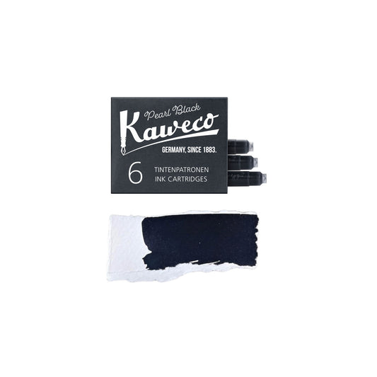 Box of 6 ink cartridges by Kaweco in pearl black colour