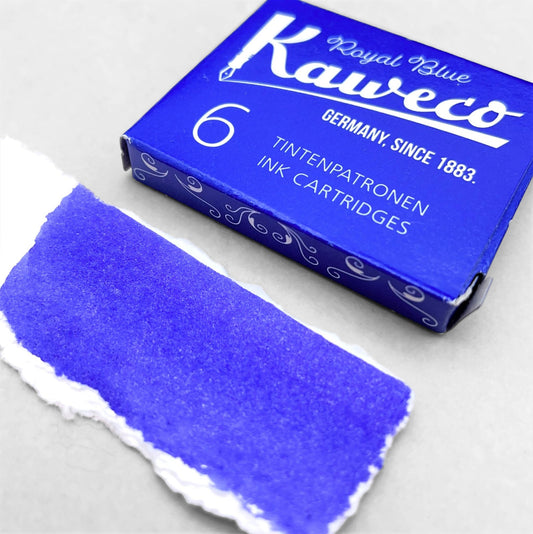 Box of 6 ink cartridges by Kaweco in royal blue colour
