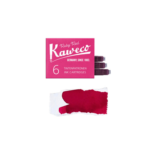 Box of 6 ink cartridges by Kaweco in ruby red colour