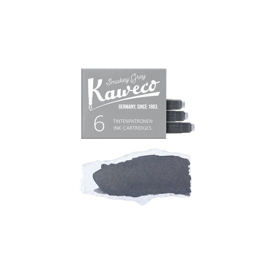 Box of 6 ink cartridges by Kaweco in smokey grey colour