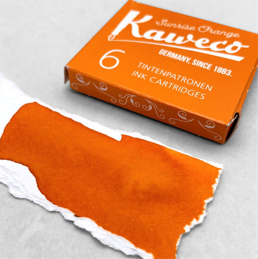 Box of 6 ink cartridges by Kaweco in sunrise orange colour