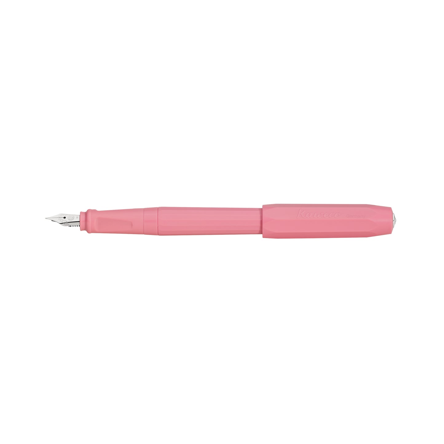 Kaweco Perkeo fountain pen in peony blossom pink colour, pictured with cap posted