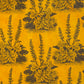 A Toile de Jouy style drawing of an agapanthus in brown screen-printed by hand on mustard yellow lokta paper.