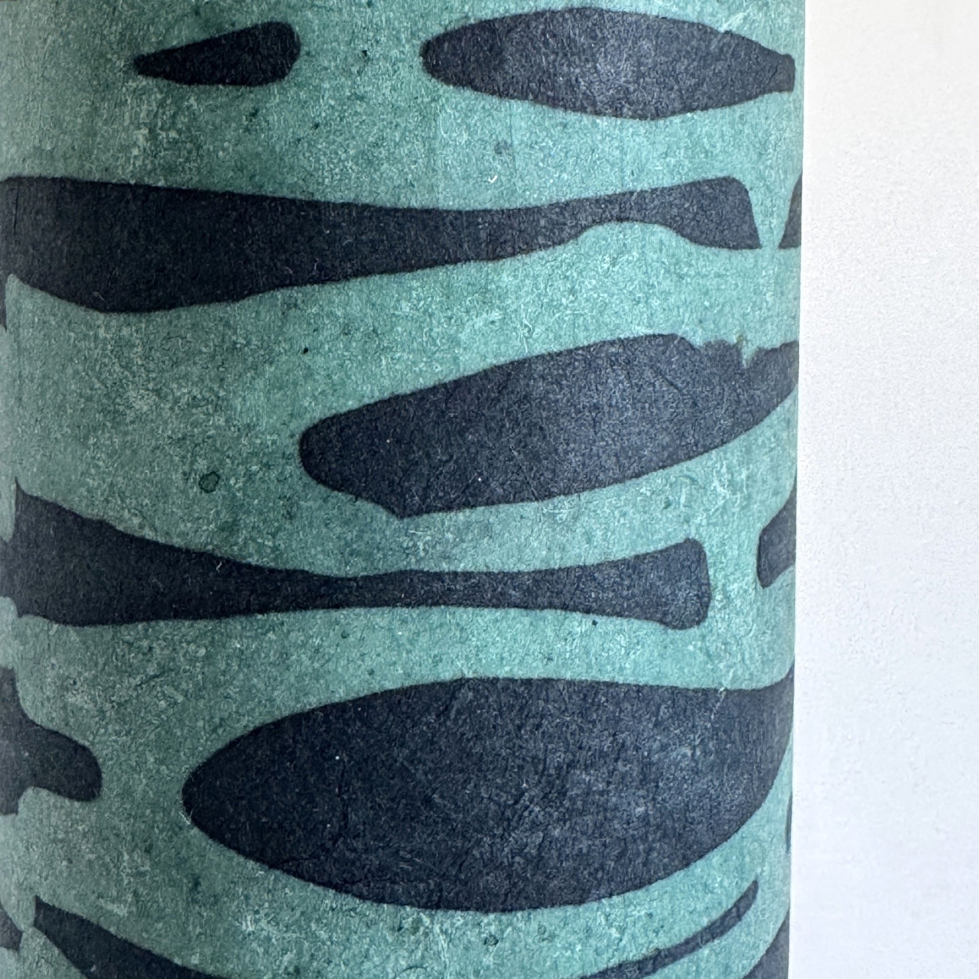 Nepalese handmade decorative lokta paper sheet with an abstract pattern in aqua and teal.  Batik dyed using carved wooden blocks.