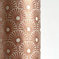 Nepalese handmade decorative lokta paper sheet with a copper metallic repeat floral pattern screen printed on an ivory lokta paper.