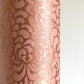 Nepalese handmade decorative lokta paper sheet with a metallic copper floral print screen printed on a blush pink lokta paper
