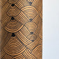 Nepalese handmade decorative lokta paper sheet with a fine lined black knots pattern screen printed on a brown lokta paper.
