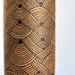 Nepalese handmade decorative lokta paper sheet with a fine lined black knots pattern screen printed on a brown lokta paper. Close up
