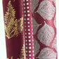 Nepalese handmade decorative lokta paper sheet with a white leaf pattern screen printed on a burgundy lokta paper. Rolled alongside other designs