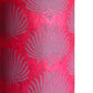 Nepalese handmade decorative lokta paper sheet with a lilac palm leaf design screen printed on a fuchsia pink lokta paper.
