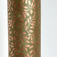 Nepalese handmade decorative lokta paper sheet with a metallic copper willow design screen printed on a dusty moss green lokta paper.