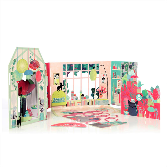 A paper doll's house kit by Mon Petit Art. La Maison, Bienvenue chez Izumi Idoia Zubia. Image of the colourful doll's house that can be created.