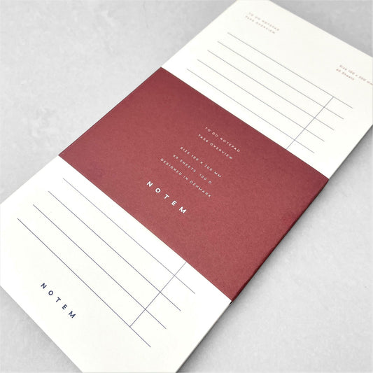 Daily To-Do Notepad with ivory sheets. Lined page with column to check-off progress by Notem