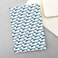 greeting card with geometric triangle and dot repeat pattern in teal and lilac by Ola Studio