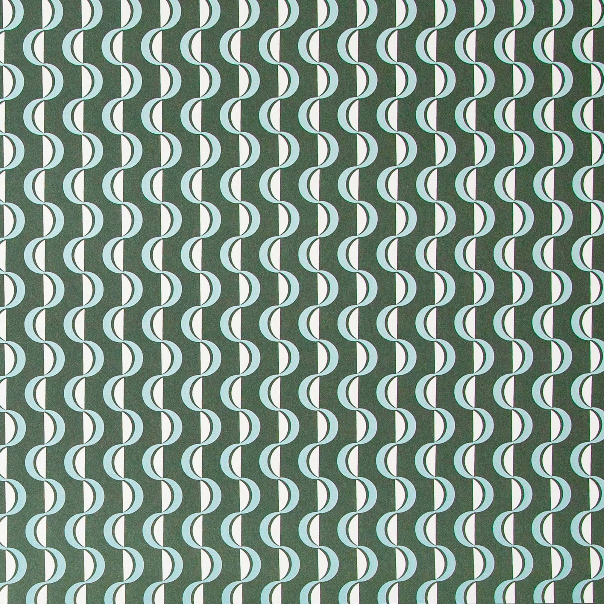 wavy striped geometric wrapping paper in forest green, aqua and white, by Ola Studio forest 