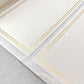 Pack of 10 self-adhesive white labels with double lined gold brass foiled border, by Ola Studio