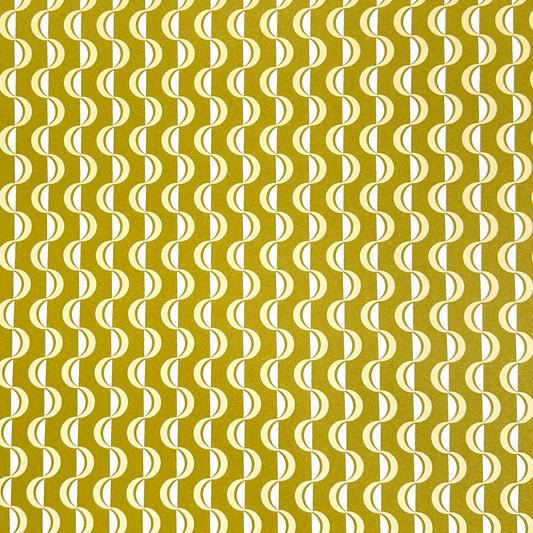 wrapping paper by ola studio with a wavy stripe design in chartreuse and lemon. 