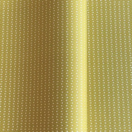 wrapping paper with abstract triangle and dot pattern in mustard and white by Ola Studio