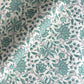 wrapping paper with repeat botanical floral pattern in light aqua by Paper Mirchi