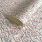 hand block printed wrapping paper by Paper Mirchi. Lotus flower repeat pattern in pale pink