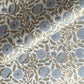 wrapping paper with repeat botanical pattern in blue, gold and green by Paper Mirchi