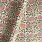 wrapping paper with repeat botanical pattern in pink, gold and green by Paper Mirchi