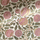 wrapping paper with repeat botanical pattern in pink, gold and green by Paper Mirchi