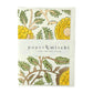Hand block printed greetings card with floral repeat pattern in yellow, green and gold, by Paper Mirchi
