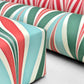 wrapping paper with marbled chevron pattern in red, green and aqua by Paper Mirchi