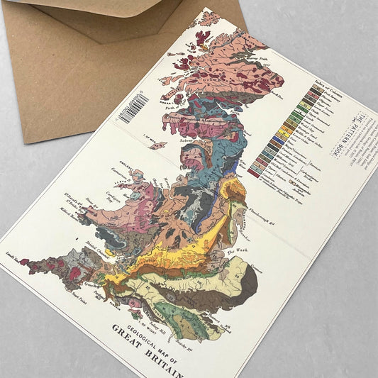 greetings card with a geological map of great britain by The Pattern Book