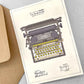 greetings card with drawing of a vintage typewriter by the Pattern Book