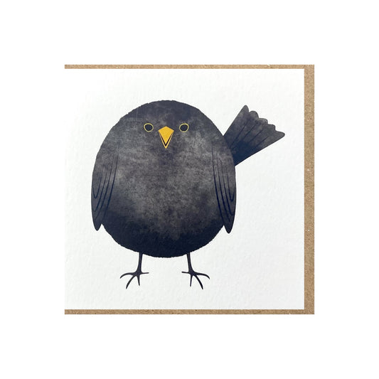 small greetings card with an illustration of a blackbird, by Ruth Thorpe Studio