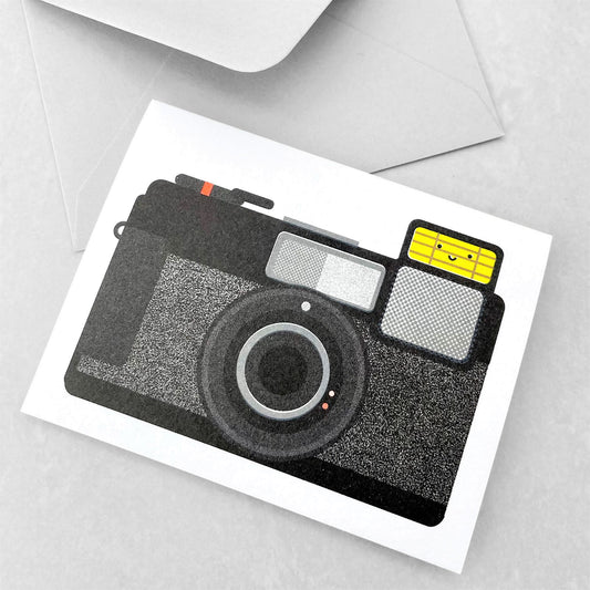 Mini greetings card with image of a camera. By Scout Editions.