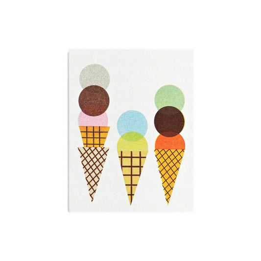 Mini greetings card with an image of colourful ice creams. By Scout Editions.
