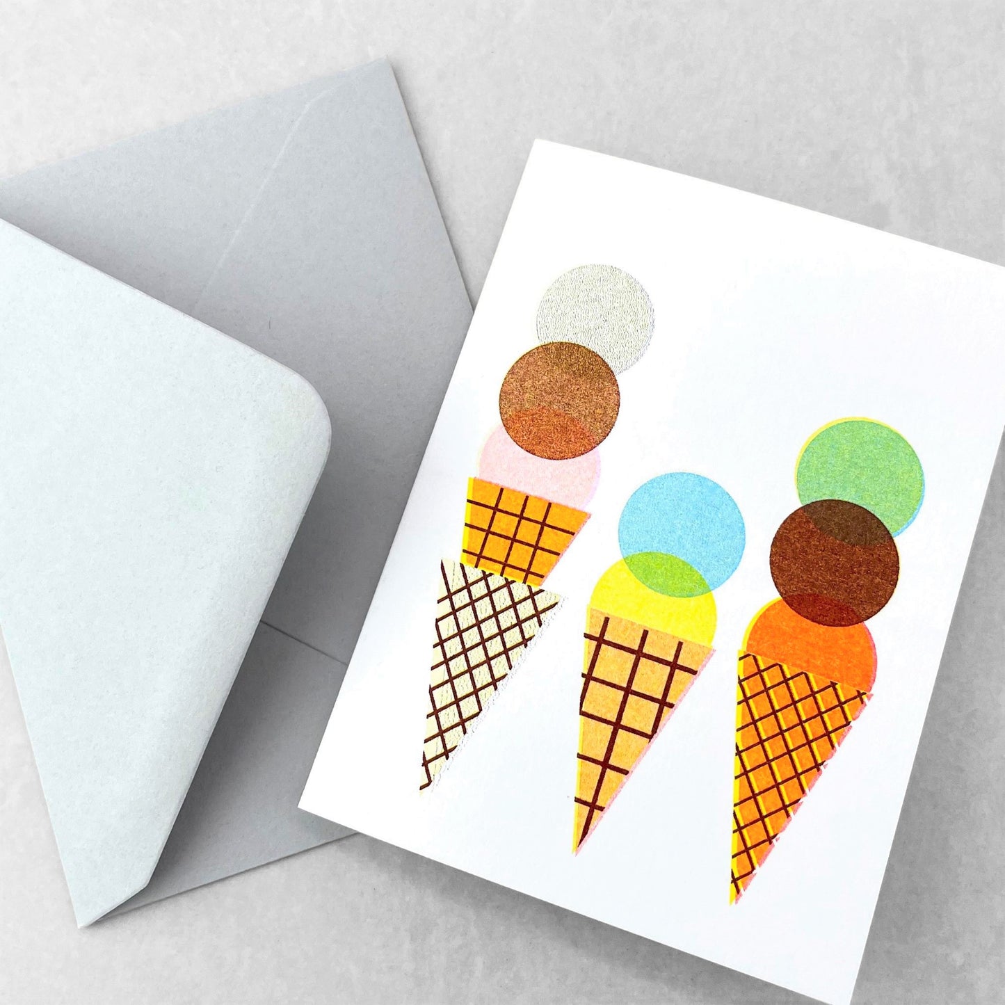 Mini greetings card with an image of colourful ice creams. By Scout Editions.