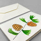 hand-painted greetings card of some pine cones, by Scribble and Daub